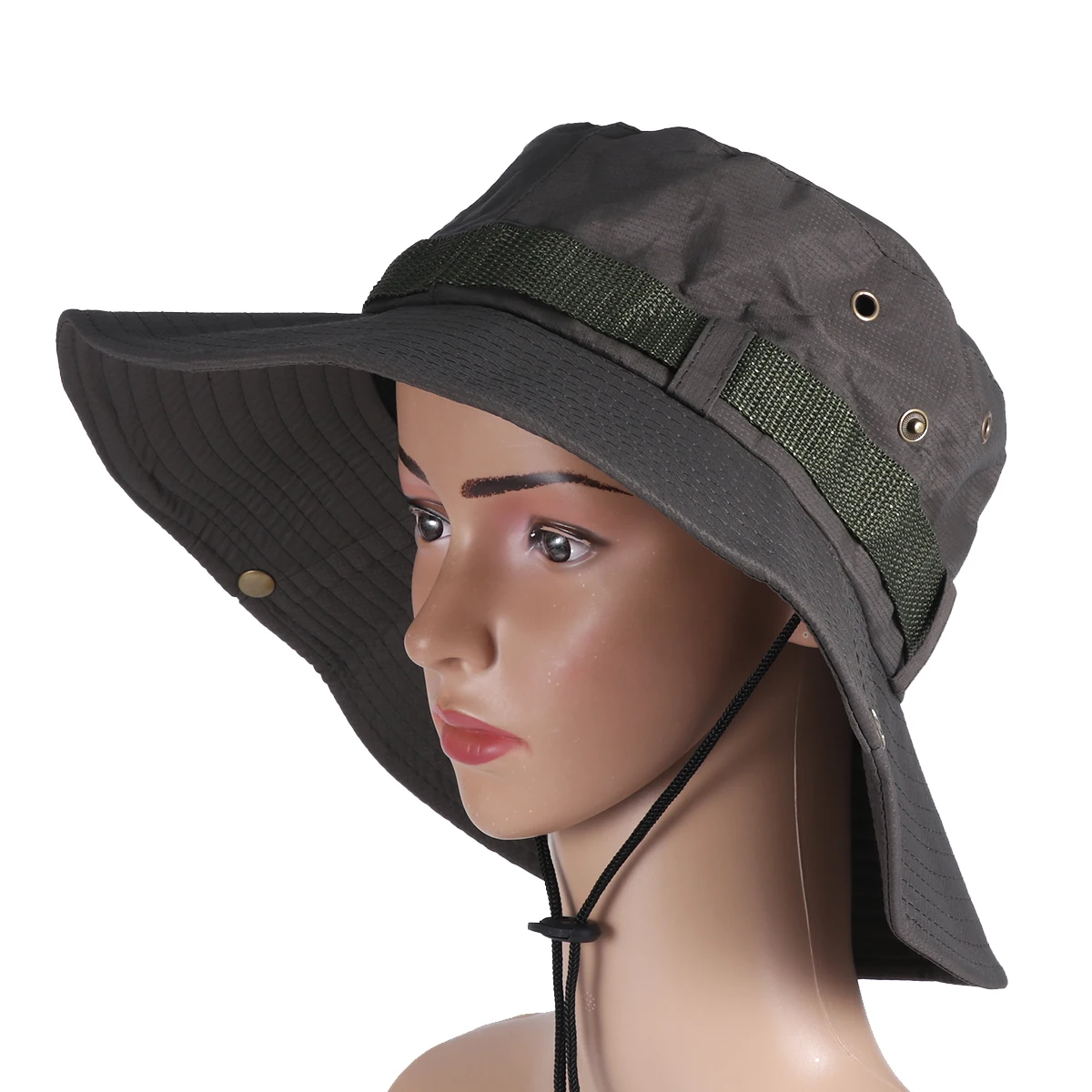 

Lightweight UV Protection Sun Hat Army Green Cap for Fishing Hiking Camping Adjustable Chin Strap Foldable Brim Outdoor