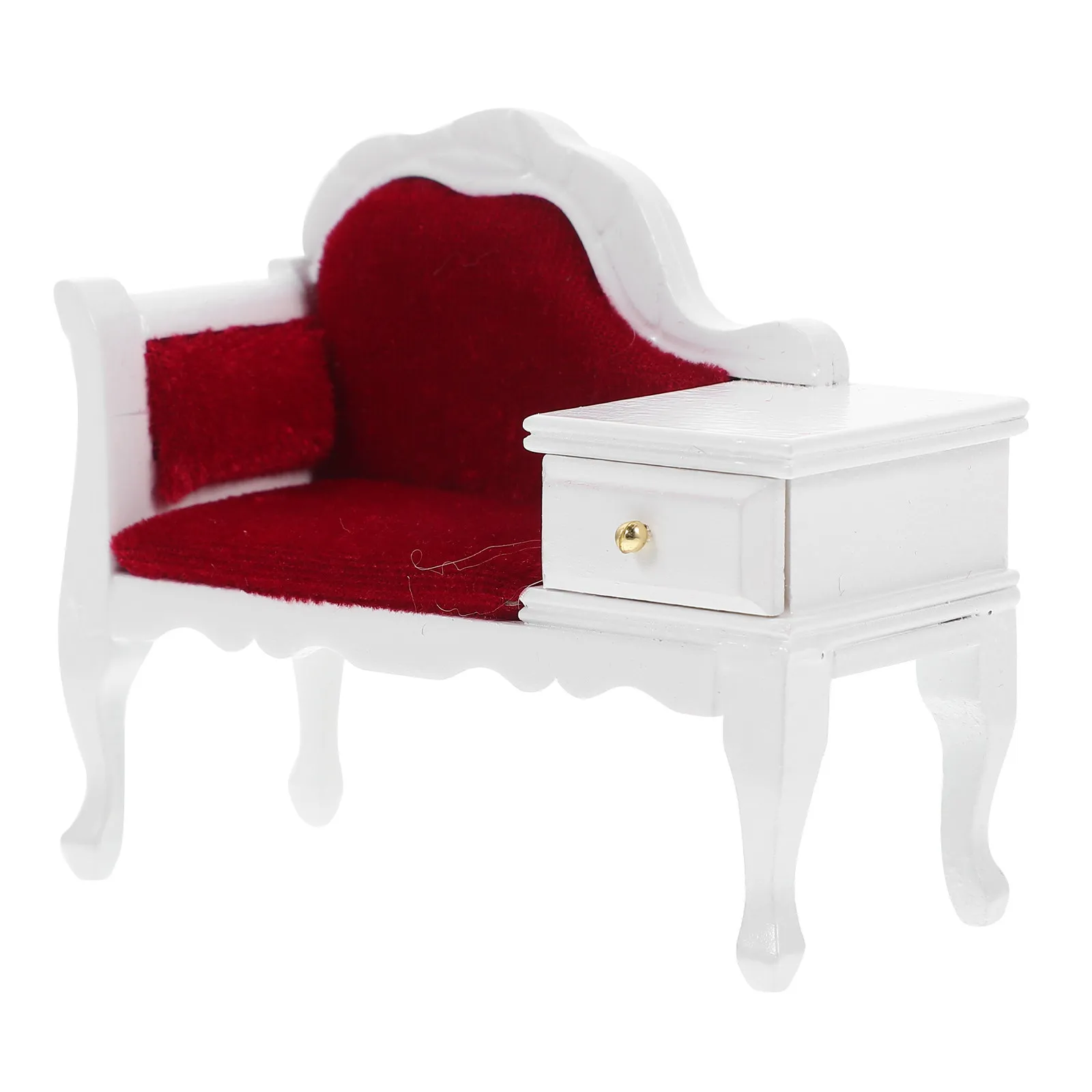 

Миниатюрный деревянный диван-кресло с ящиком для декора миниатюрного дома, винтажная мини-мебель, очаровательный настольный мини-диван-кресло для декора