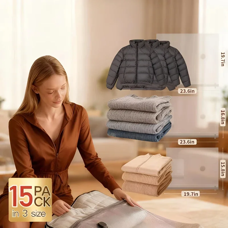 

Вакуумные пакеты для путешествий с перезаряжаемым воздушным насосом, компрессионные пакеты для багажа и чемоданов, экономящие место, размер для ручной клади