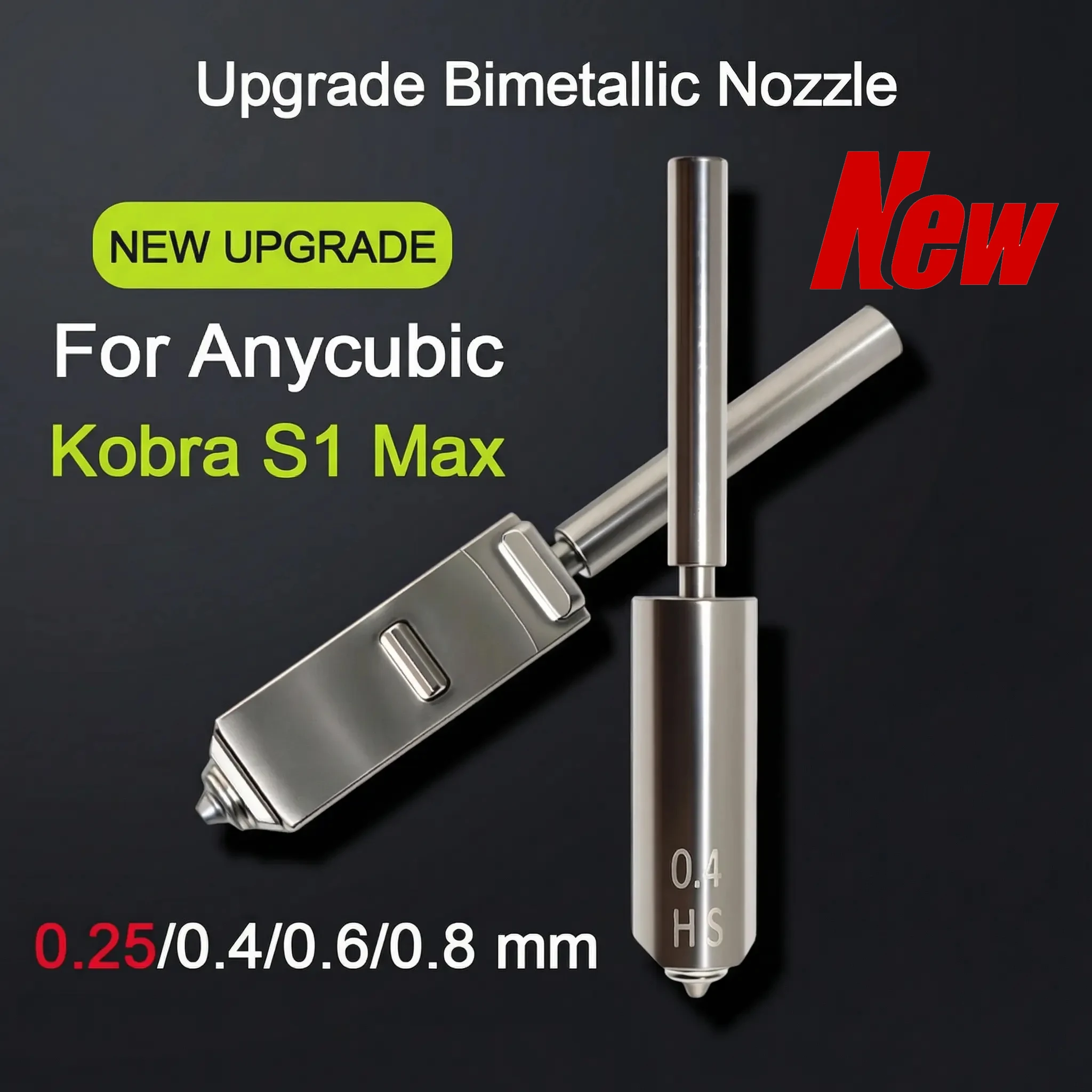 

upgrade Bimetallic Hotend For Anycubic S1 Max Nozzle Print Head Assembly 0.25/0.4/0.6/0.8mm for Anycubic Kobra S1 Max 3D printer