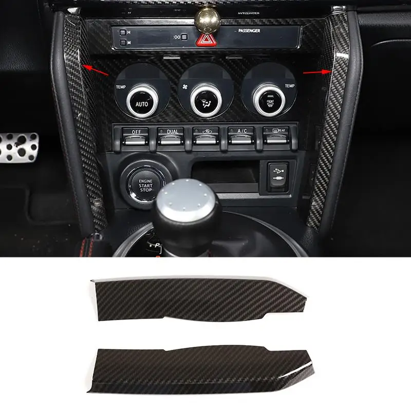 

Черный стиль из углеродного волокна, ABS, внутренняя центральная боковая накладка управления, декоративная крышка, подходит для Toyota 86 Scion FR-S Subaru BRZ