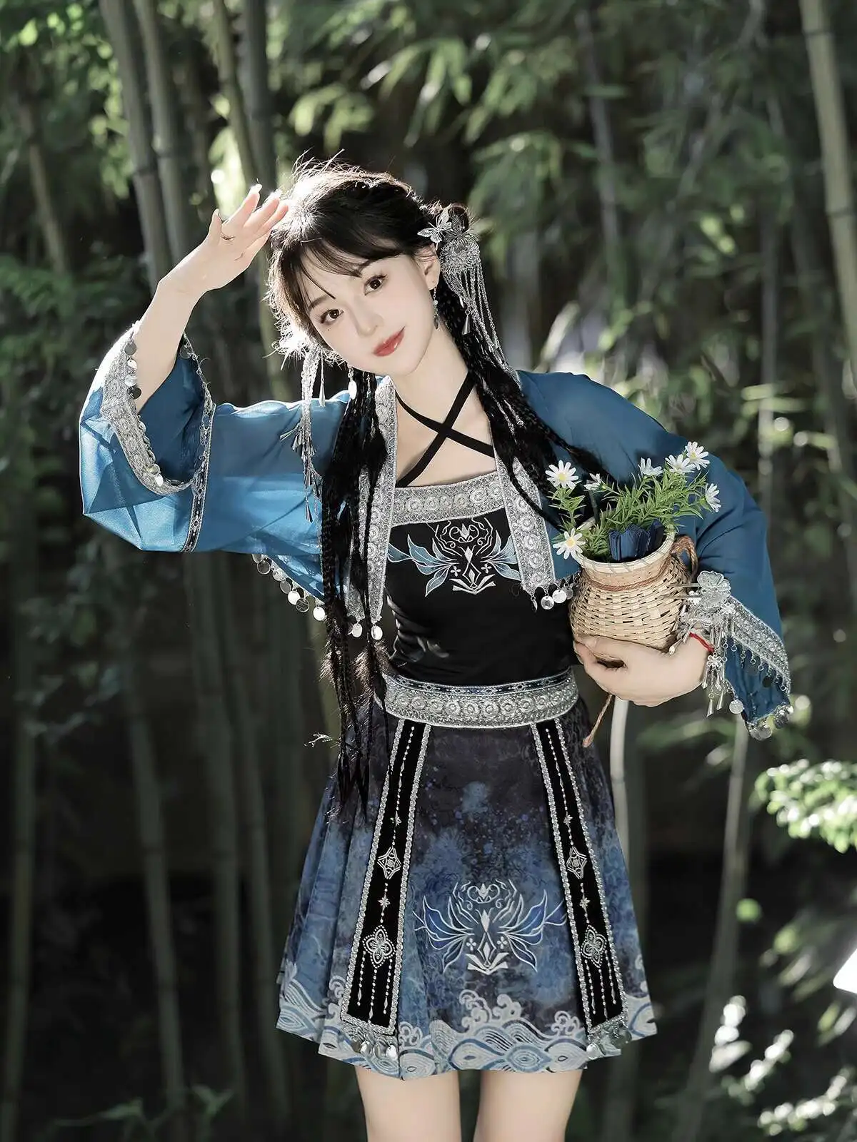 

New Chinese Style Improve Hanfu Guofeng Han Elements New Chinese Style Exotic Style Short Skirt The Miao Nationality Ethnic