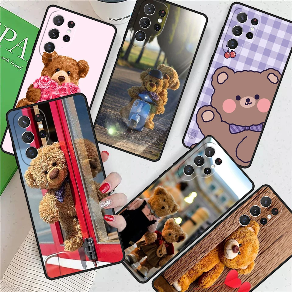 Cute Bear For Samsung Galaxy S24 Ultra S21 S22 S8 S9 S10E Note 10 20 Plus FE S23 Phone case Cover Coque