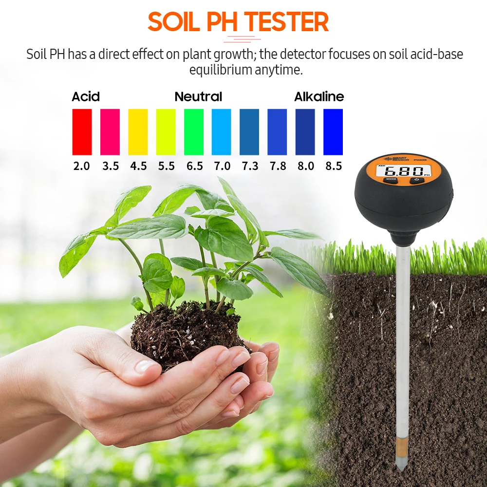 Digital Backlight Soil Tester 3 in 1 PH/ Moisture/ Temperature Multifunction Portable Soil PH Test Probe Temp Humidity Meter