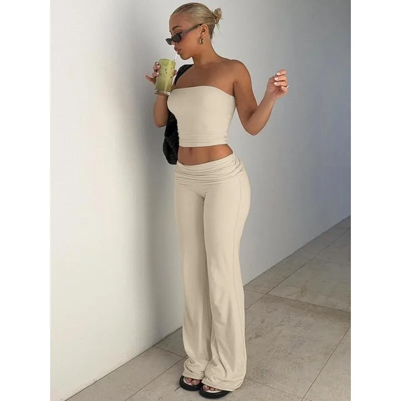 

L 18315 Color Halter Top Set Women's Cross-Border Summer Fashion Ensemble No Brand Registered Trademark Available
