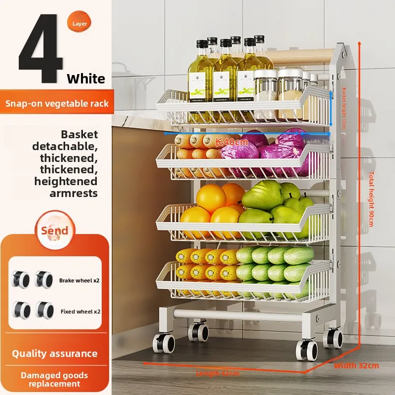 

Firm Kitchen vegetable rack storage household floor multi-layer storage rack trolley mobile goods Daquan metal