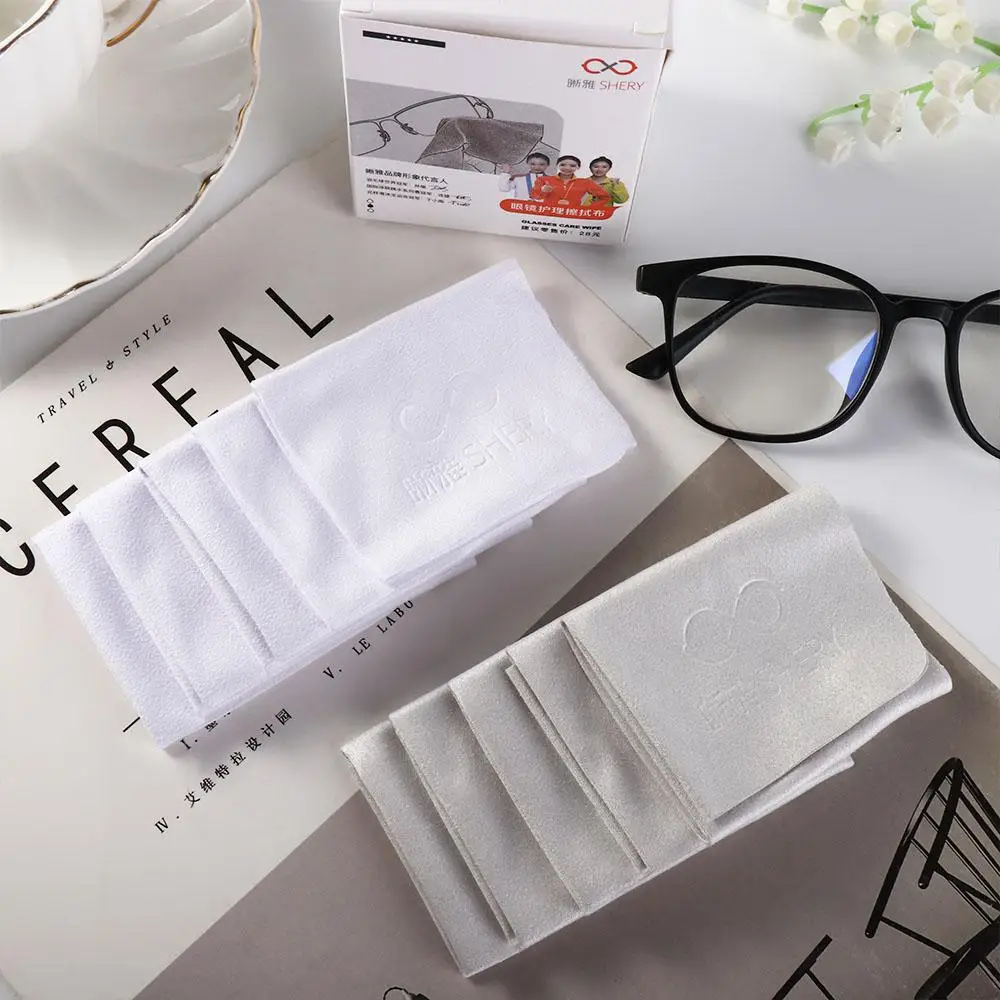 10Pcs Letter Glasses Cleaner Cloth Suede Solid Color Lens Cleaner Cloth Lens Phone Screen Glasses Clean