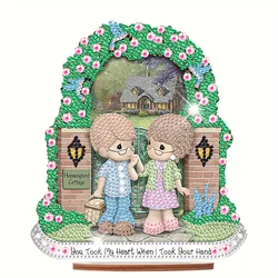 5D Diamond Art Table Decorations Kit Couple DIY Diamond Painting Wooden Desktop Ornaments Special Shaped Rhinestones