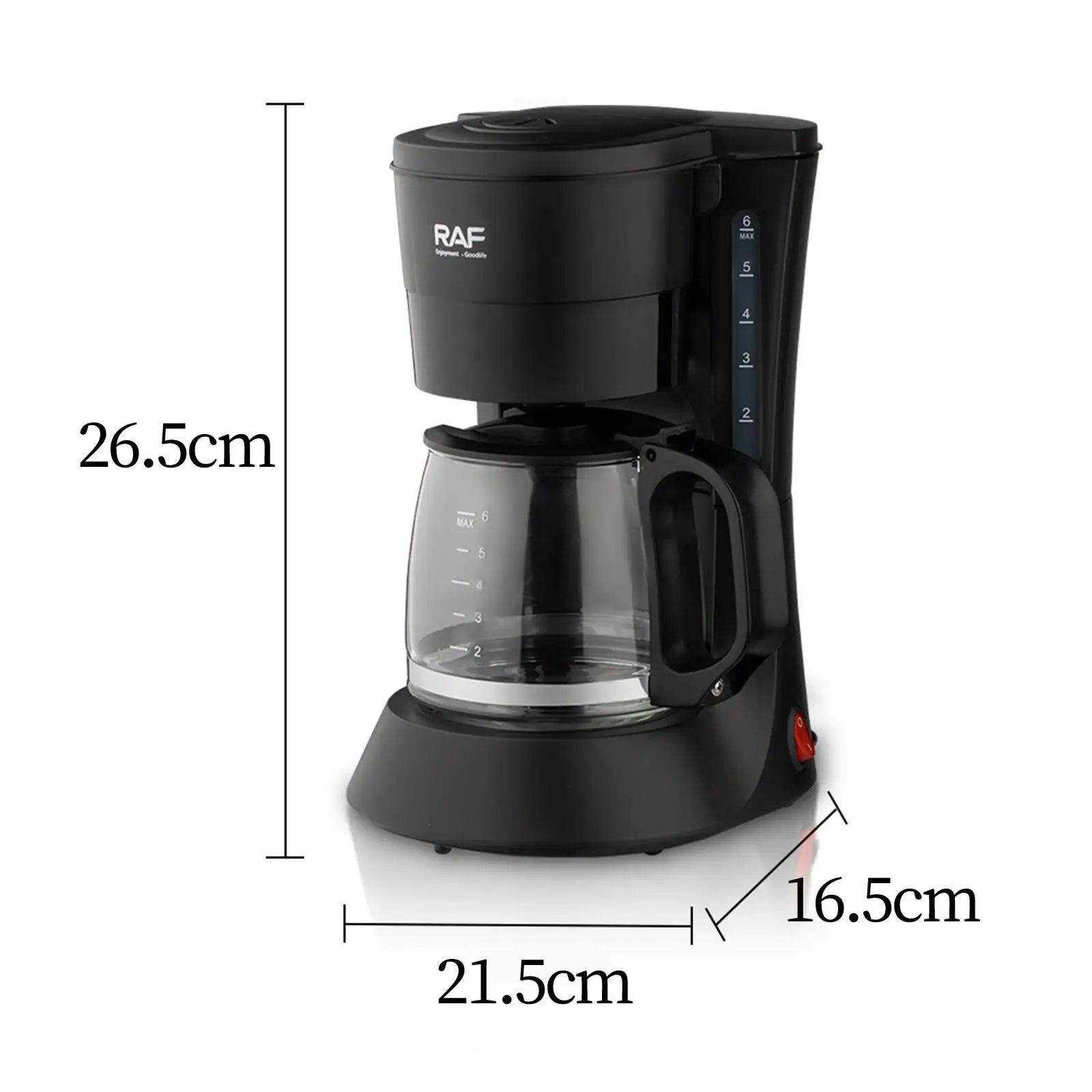 Drip Coffee Maker with Semi Transparent Water Tank 5 Cup Capacity Coffee Machine with Warming Function for Office Kitchen