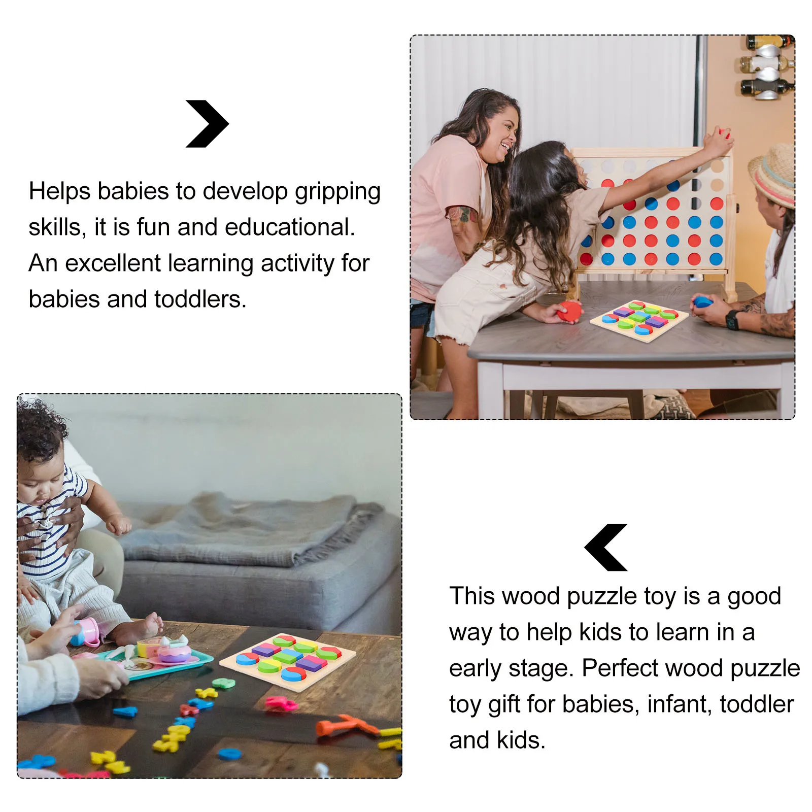 1 set 1 Set Wooden Geometric Shape Puzzle For Baby Early Learning Educational Sensory Development Toddler Wood Shape Puzzle Game