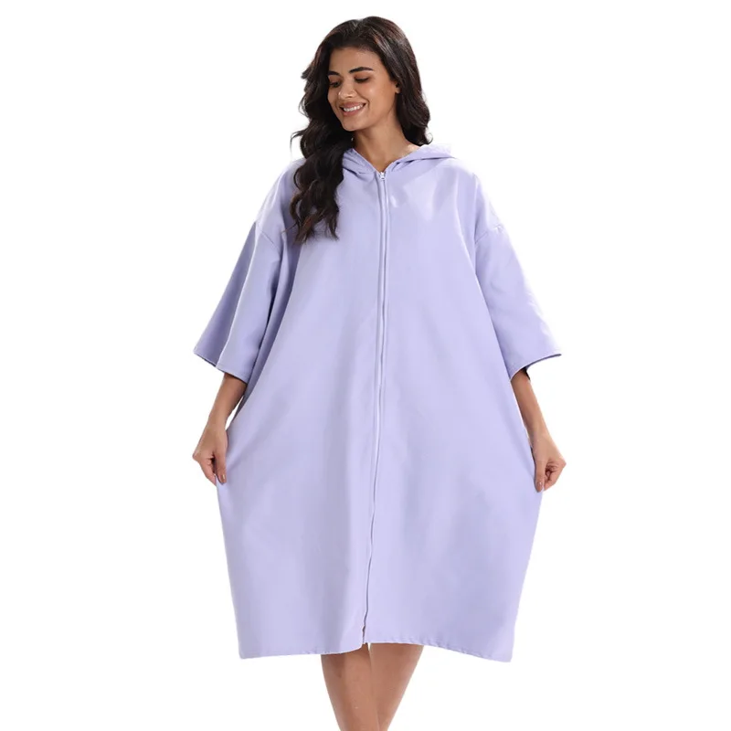 Ultra-fine fiber adult hooded bathrobe, beach quick-dry surfing beach towel, oversized printed cape bath towel