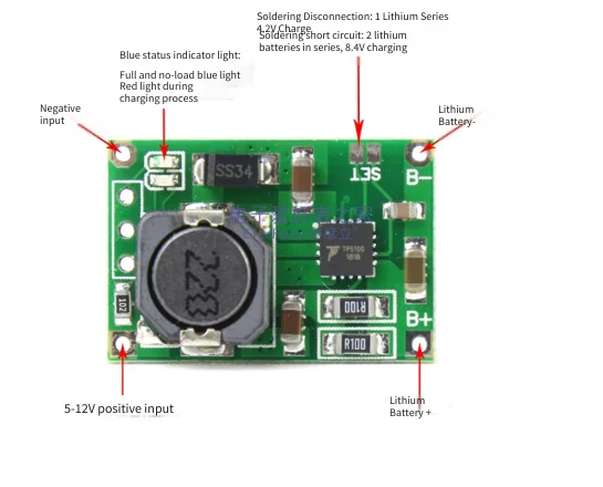 TP5100 charging board 4.2V s8.4V single and double cell lithium battery protection board 2A module overcharge protection