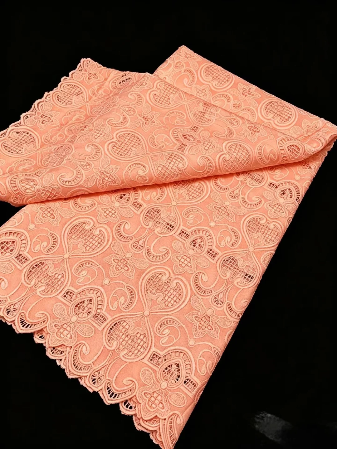 African Nigerian Tulle Lace Fabric for Dress Sewing High Quality Damask Cotton Pure Embroidery Wedding chiffon 5Yard AT2988A-1 view 4