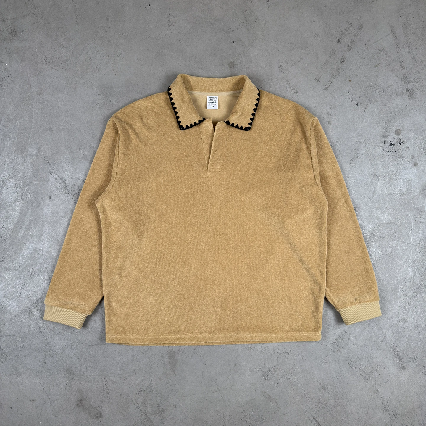 New Retro Towel Cloth Collared Sweatshirt Oversize Casual Loose Women's Style Comfortable Breathable Long Sleeve Streetwear