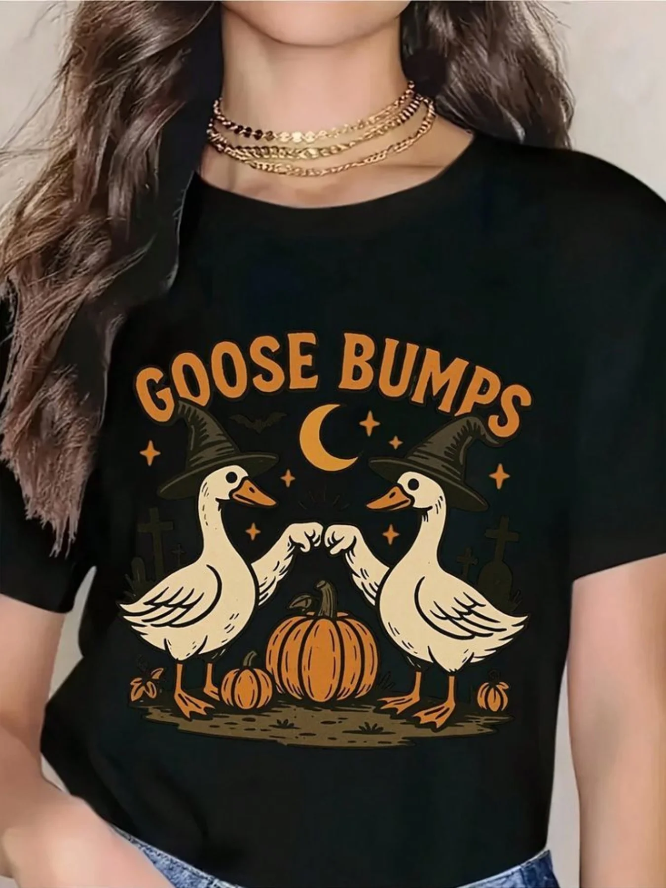 

Забавная женская черная футболка с рисунком тыквы и утки на Хэллоуин, идеально подходящая для нарядов сестры и вечеринок