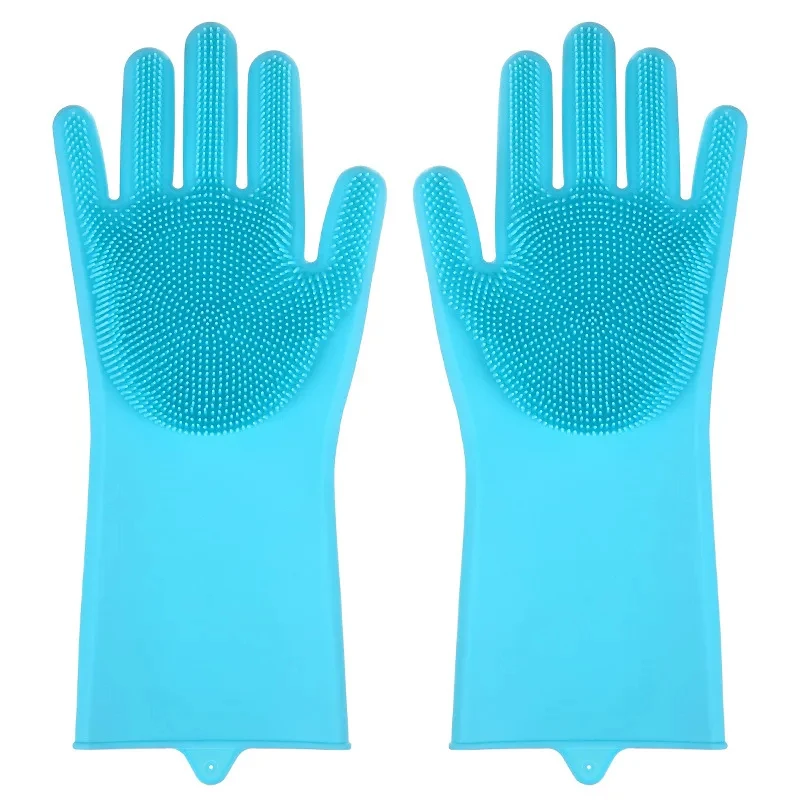 Silicone Dishwashing Gloves Dishwashing and Laundry Insulated Kitchen Cleaning Household Gloves Pet Bathing Gloves