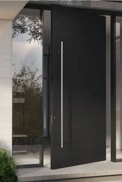 Modern intricate carving wood grain color aluminum Front door Silent waterproof highly secure manual revolving doors Entry doors 3
