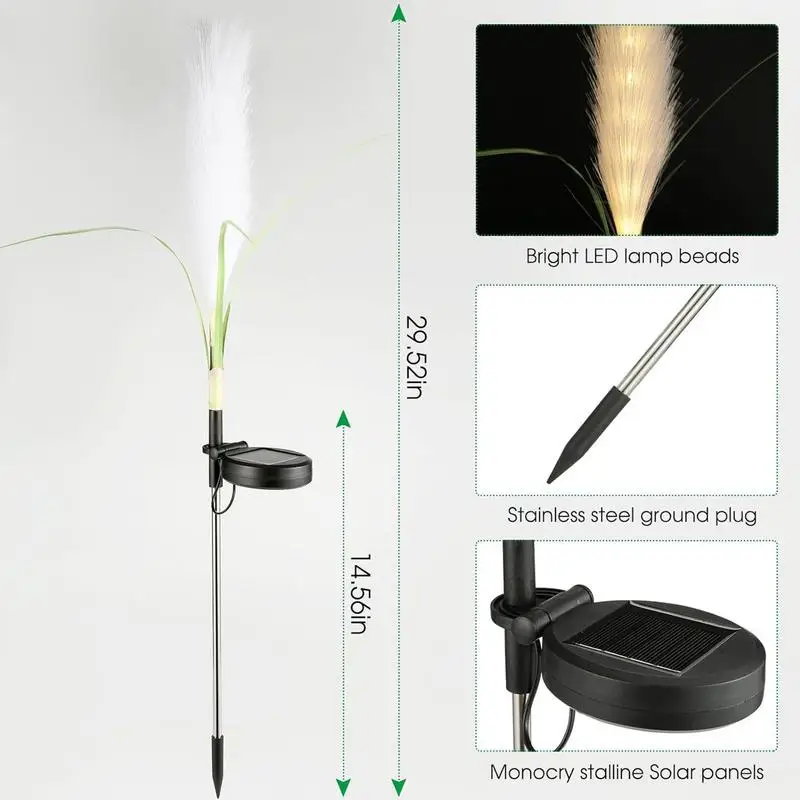 Solar Lights For Garden Waterproof Solar Lights For Outside 2X Landscape Lighting Decorative Reed Lamp Sway By Wind For Backyard