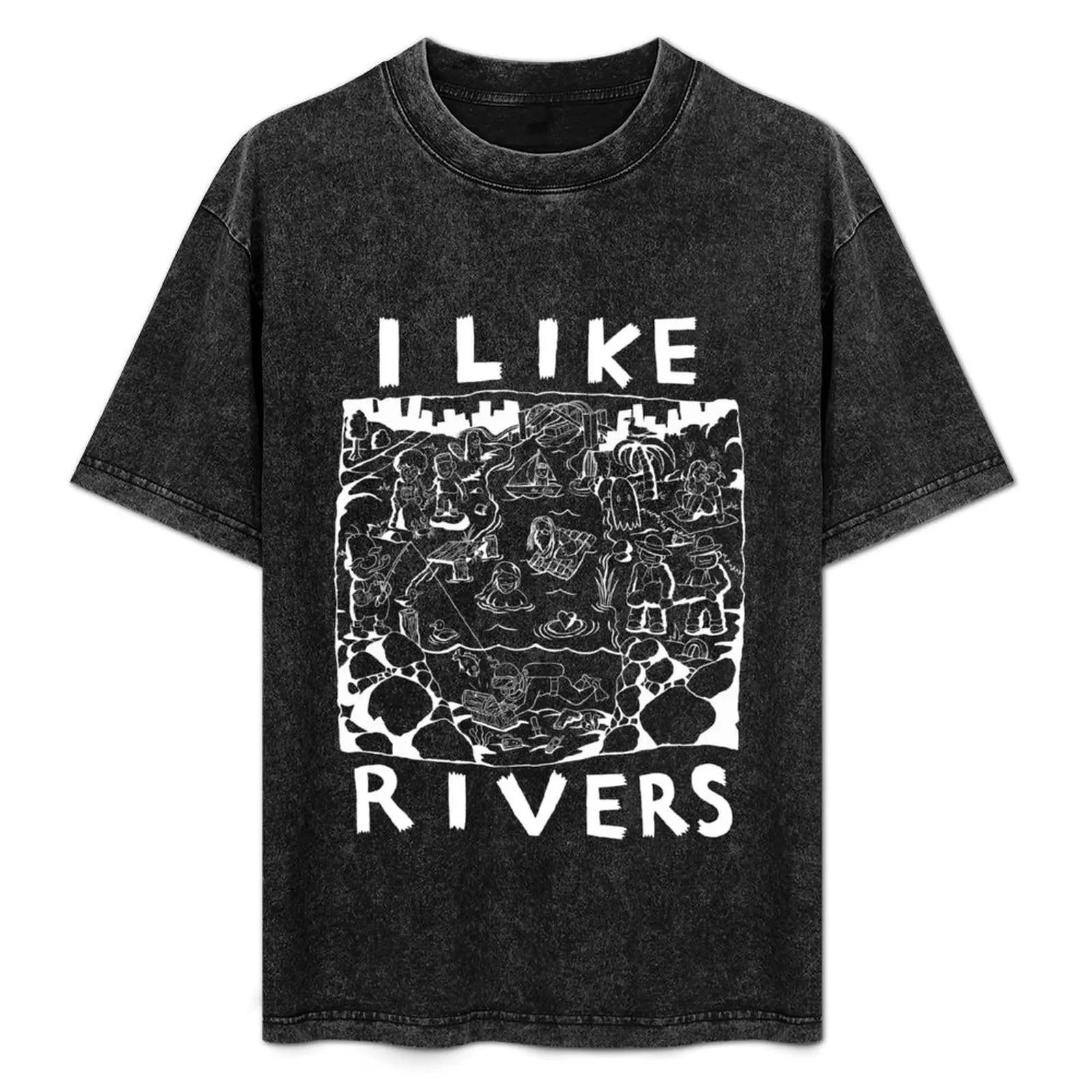 

By The River - Illustrated Lyrics - Aesop Rock - Inverted T-Shirt Big and Tall Solid Color T-Shirt