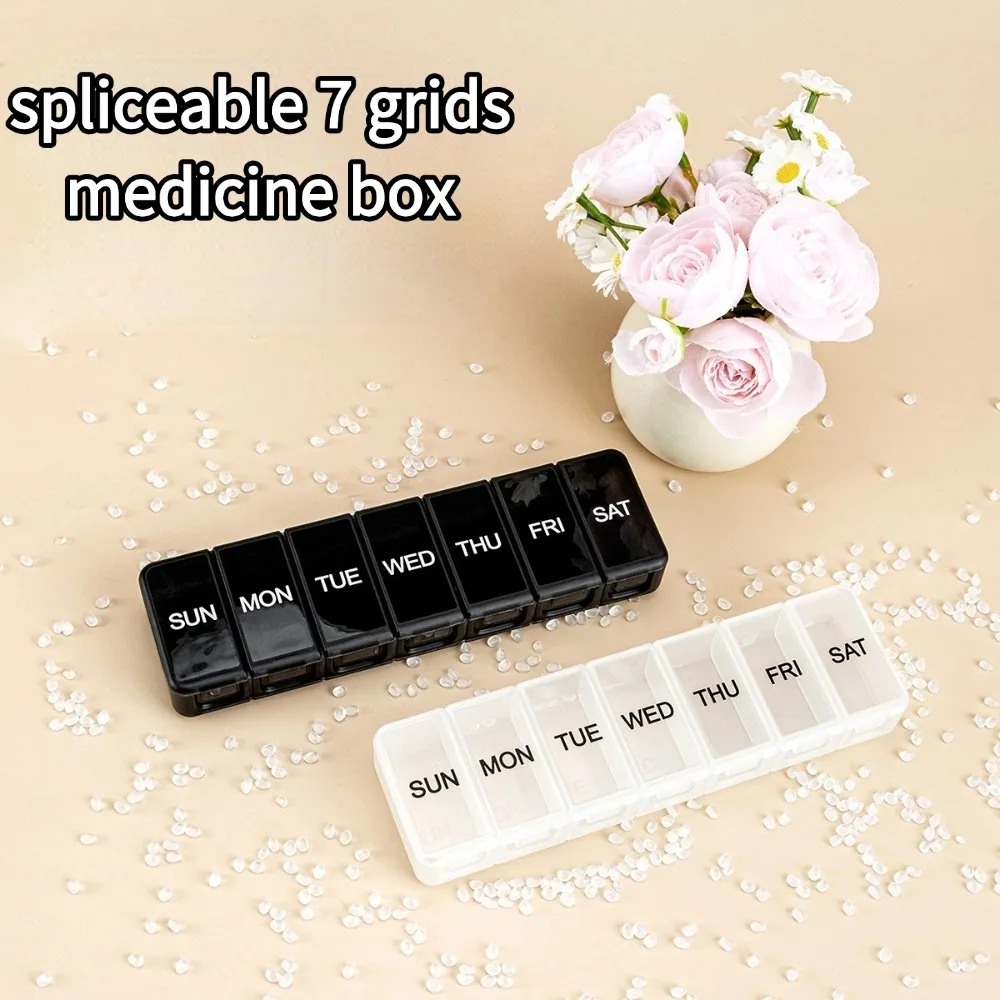 Splicable Weekly Pill Box Portable Dustproof Moistureproof Plastic Medicine Organizer Tablet Vitamin Storage for Travel Elderly