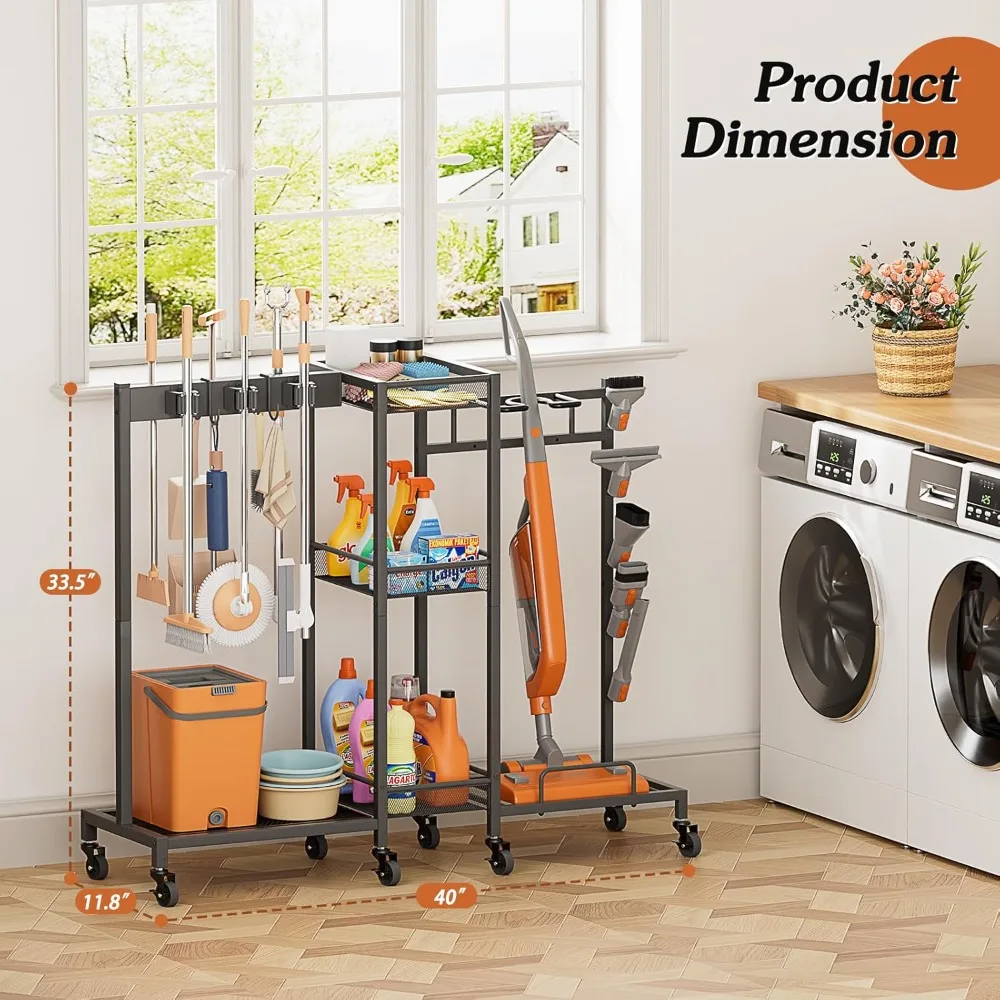 رف تخزين للمكانس والمماسح وأساسيات التنظيف #5