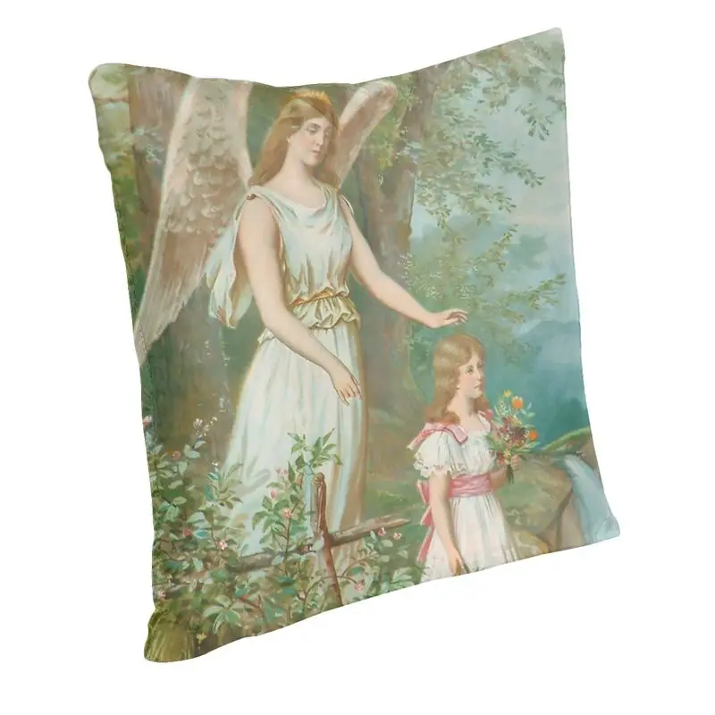 Luxury Victorian Era Cushion Cover Polyester Vintage Guardian Angel Throw Pillow Case Home 40x40cm Decorative Pillowcase