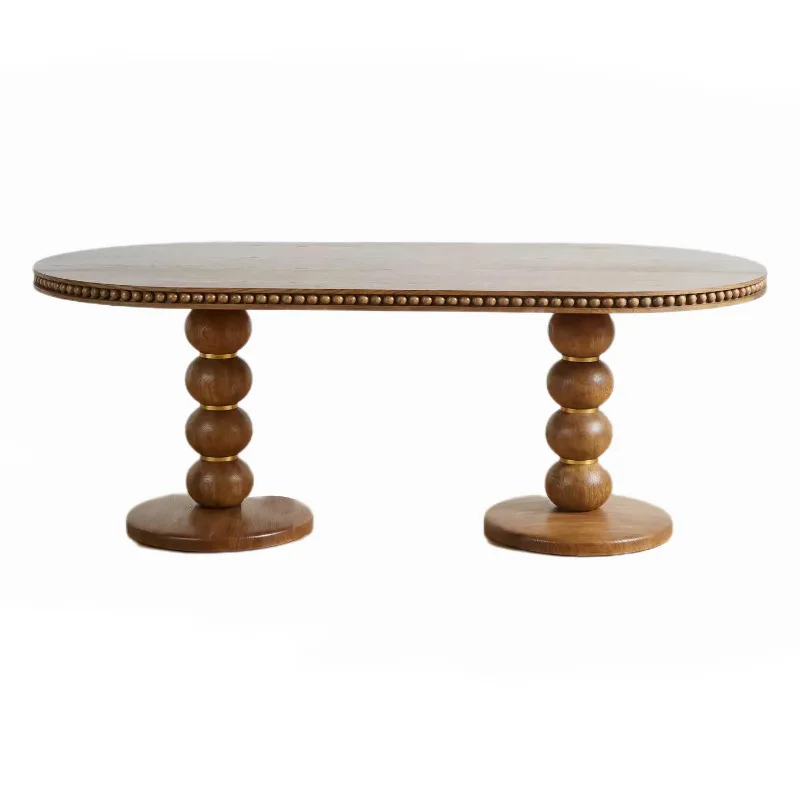 LMM1 solid wood dining table oval dining table Roman column coffee table simple French retro