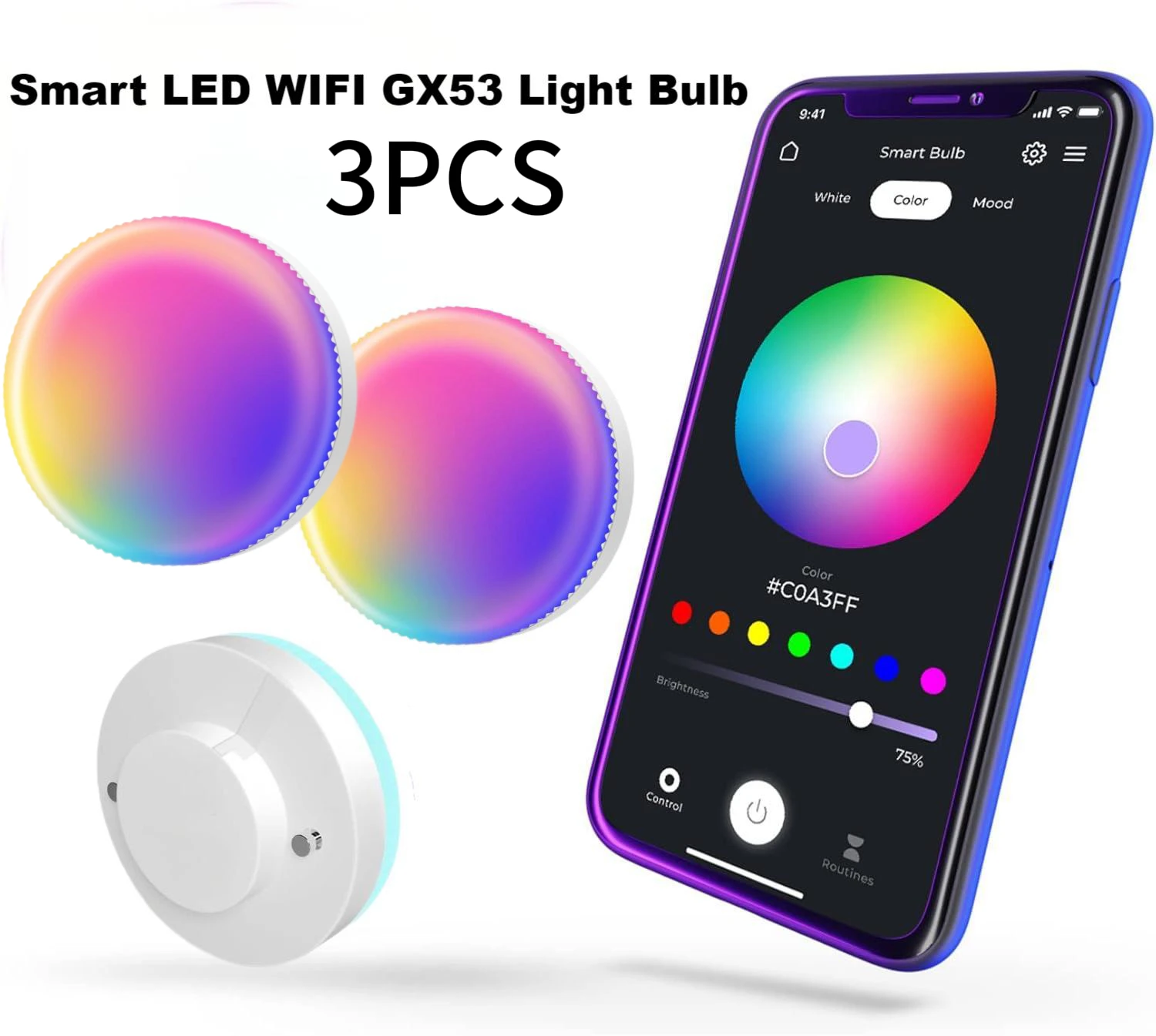 �y�Z�[�����z�X�}�[�g�d�� WiFi GX53 ���F�d�� �����\ GX53 700LM 7W Alexa/Google Home/SmartThings�Ή�