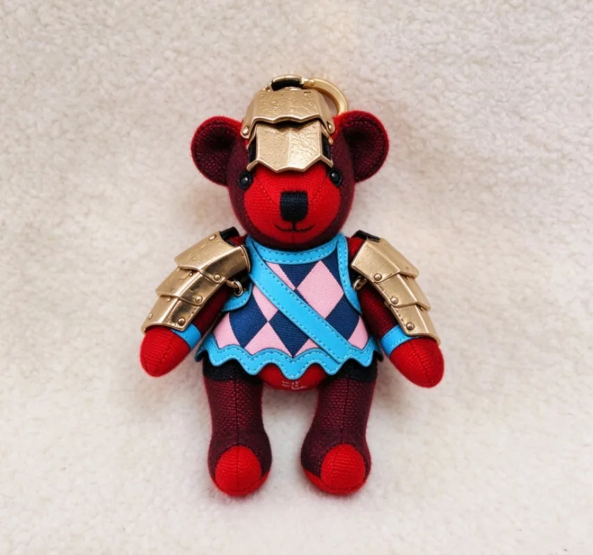New Cute Armor Teddy Bear Home Hanging Ornament Bag Charm Plush Cartoon Doll Couple Car Keychain Trendy Gift Women Men