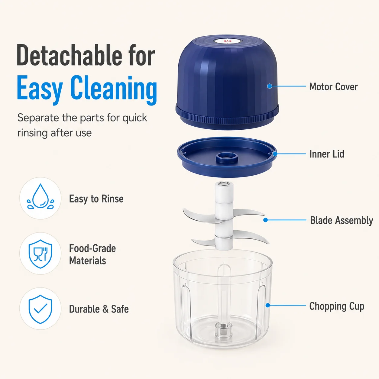 1PC Electric Garlic Chopper Rechargeable Mini Food Processor Portable Vegetable Cutter For Onion Chili Ginger Kitchen Cooking view 5