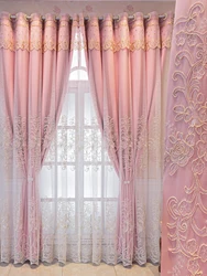 1pc Floral Embroidered Double Layer Single Panel Curtain Modern Embroidered Design Curtain for Living room and Bedroom