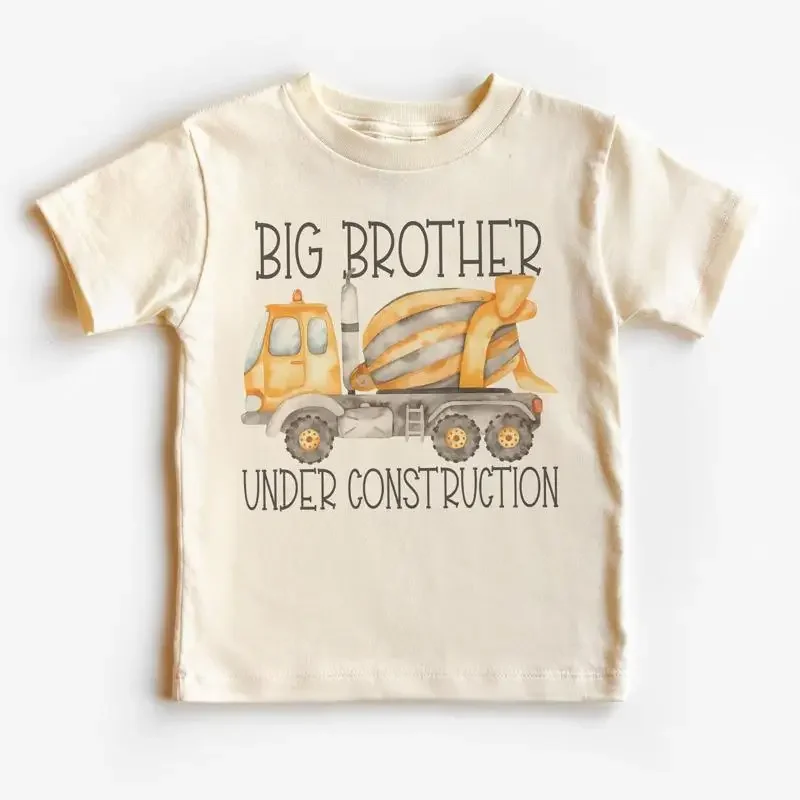 Big Brother Under Construction Toddler T Shirt For Boys Cute Bro Cement Truc