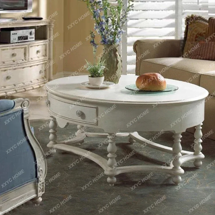 

solid wood round coffee table solid wood carving retro coffee table old light luxury simple with tea tableH