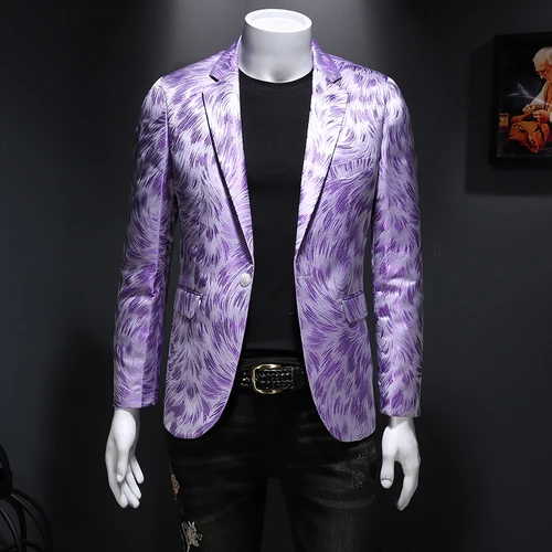 Imagen 1 del producto Primavera de lujo bordado hombres Blazers nuevos hombres hilo dorado traje Casual chaqueta vestido de escenario de alta calidad boda negocios Bleazer hombre