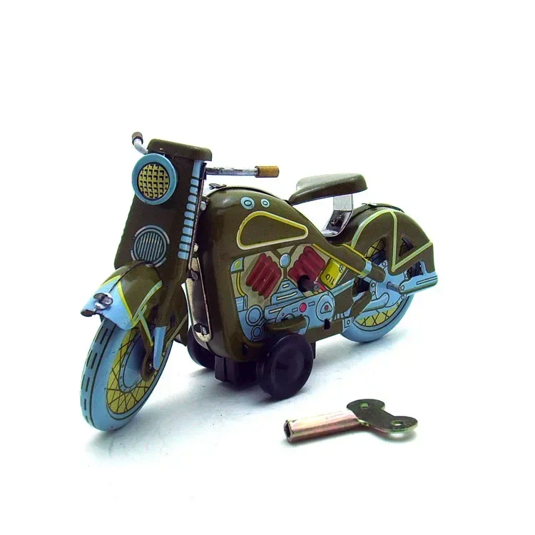 [Funny]  Adult Collection Retro Wind up toy Metal Tin The Motorcycle model Mechanical toy Clockwork toy figures model kids gift