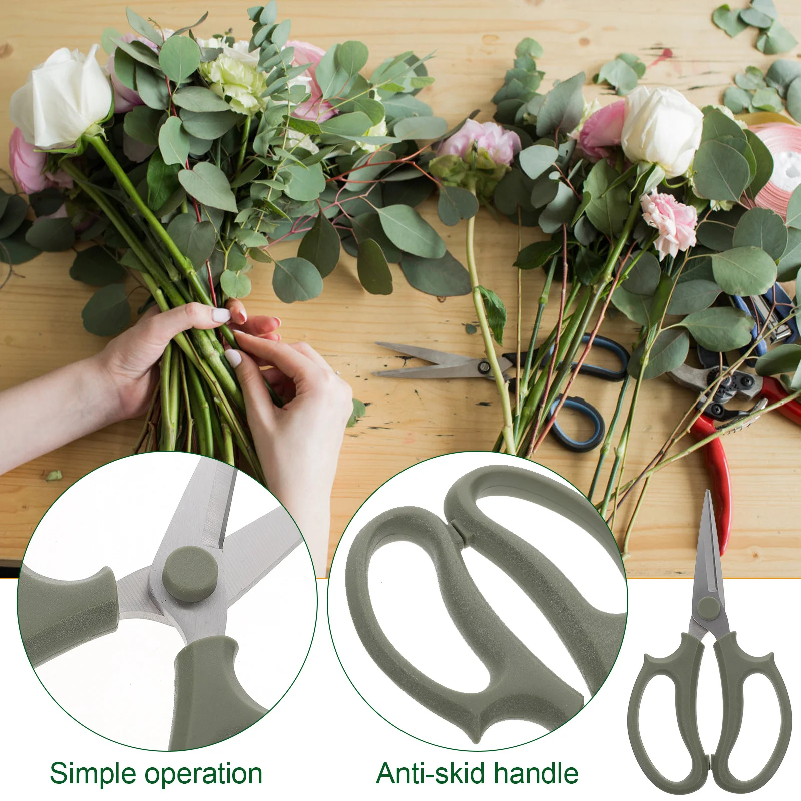 

Stainless Steel Floral Shears Garden Flower Scissor Pointed Head Ergonomic Non-Slip Handle Trimming Scissor for Flowers Branch