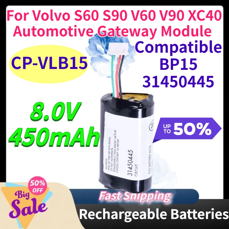 CP-VLB15 450mAh Li-Ion Battery for Volvo S60 S90 V60 V90 XC40 Automotive Gateway Module 8.0V Batteries Compatible BP15 31450445