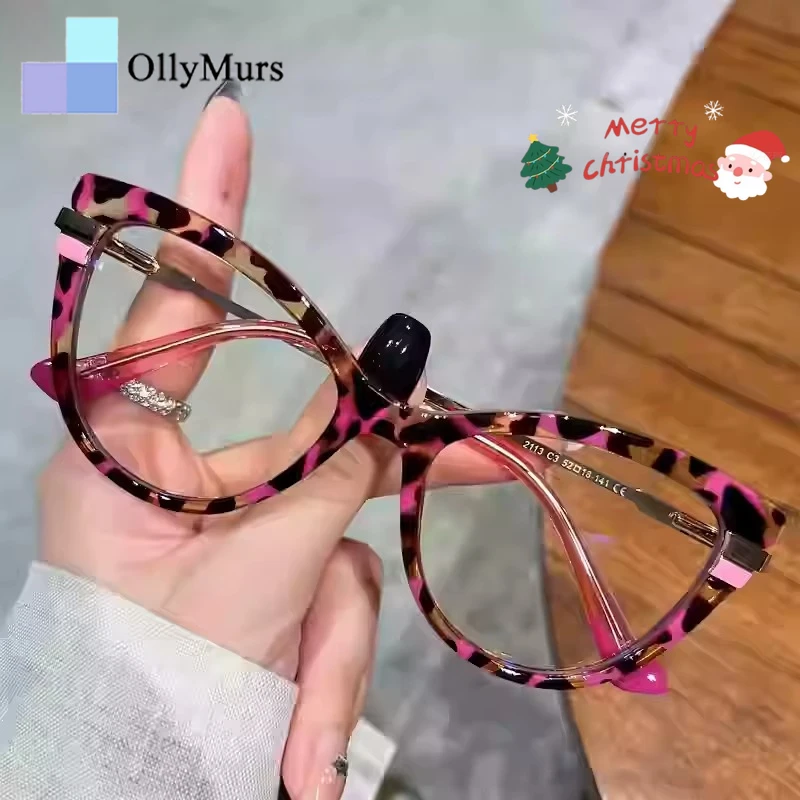 

OLLYMURS модные женские очки «кошачий глаз» с защитой от синего света, очки для чтения, близорукость, дальнозоркость, регулируемые компьютерные очки по рецепту