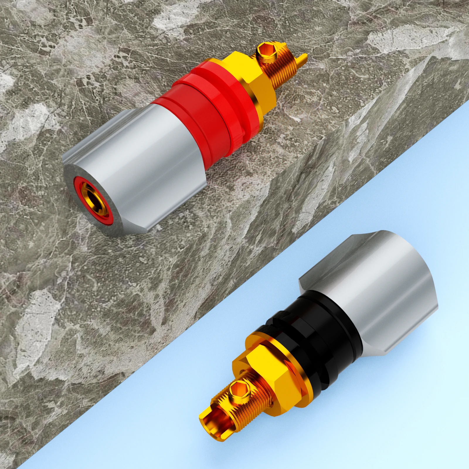Monosaudio النحاس النقي الذهب والروديوم مطلي ملزمة آخر محطة ملزمة آخر الموز المتكلم التوصيل جاك لمكبر للصوت