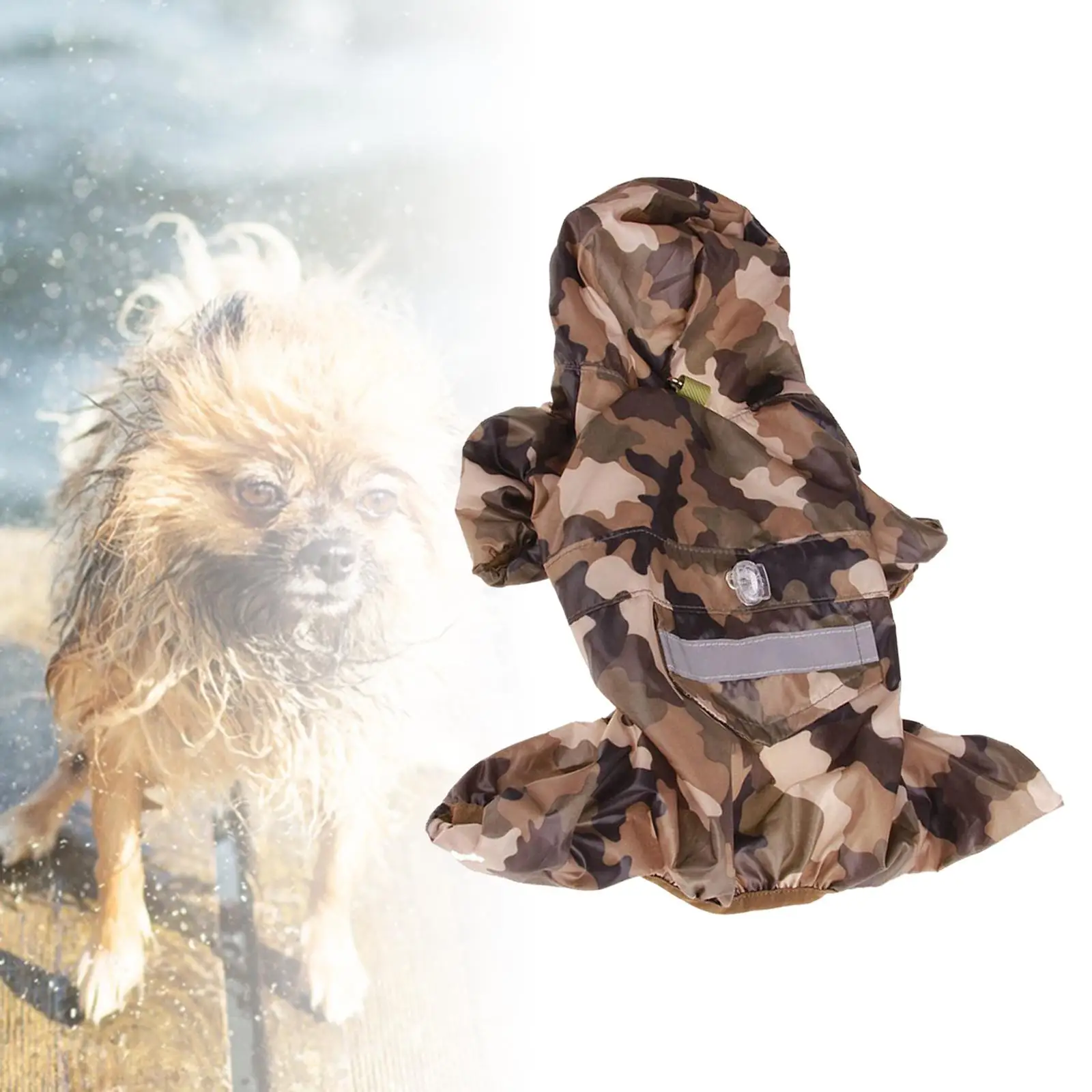 Waterproof Puppy Raincoats for Small Dogs Hooded Slicker Poncho with Reflective Strip for Night Walking