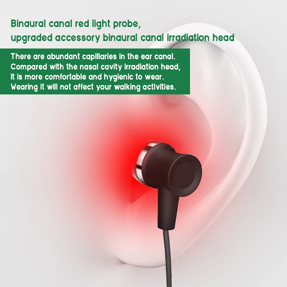Nasal & Ear Comfort Rechargeable Improve Sleep LLLT Physiotherapy Device Portable 650nm Nose and Ear Canal Red Light Irradiator