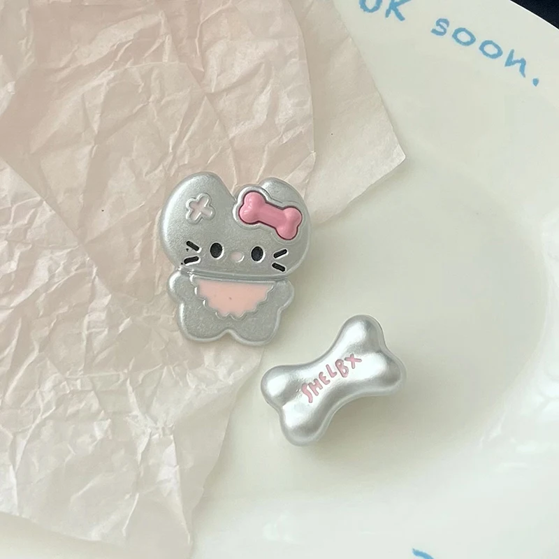 Hello Kitty Hair Clips Girls Sweet Silver Little Bone Hairpin Cartoon Dating Daily Hairpins Fashion Accessories