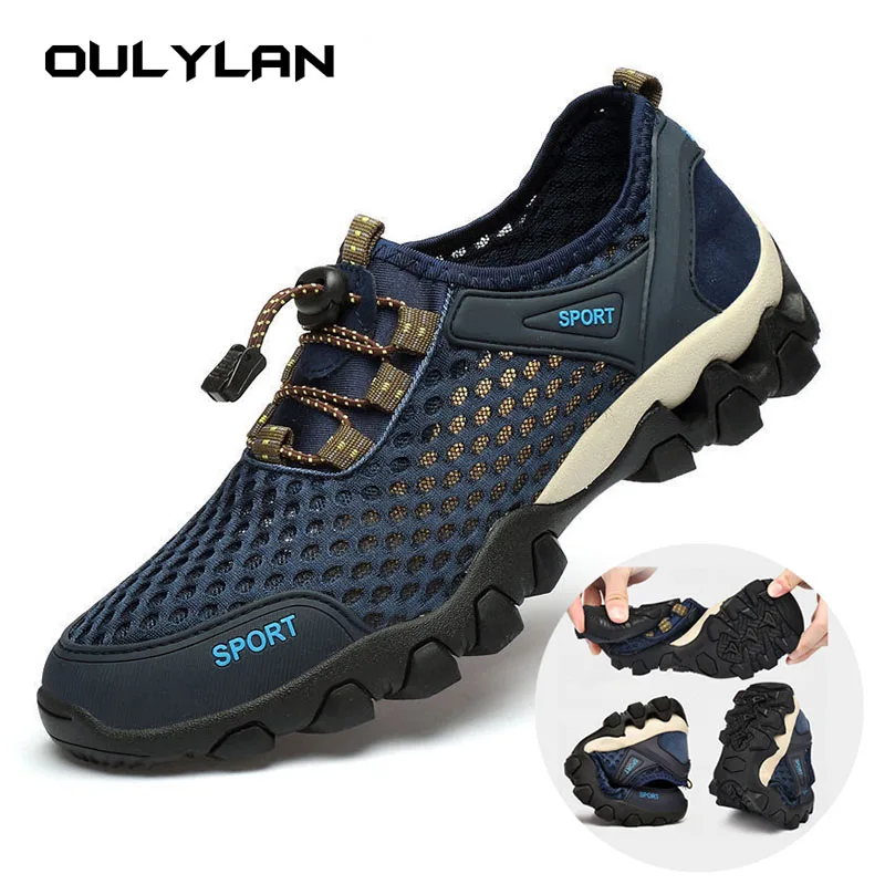 OULYLAN Hiking Shoes Men Trekking Mountain Sneakers Male Outdoor River Fishing Walking Camping Trail Shoes for Spring Summer