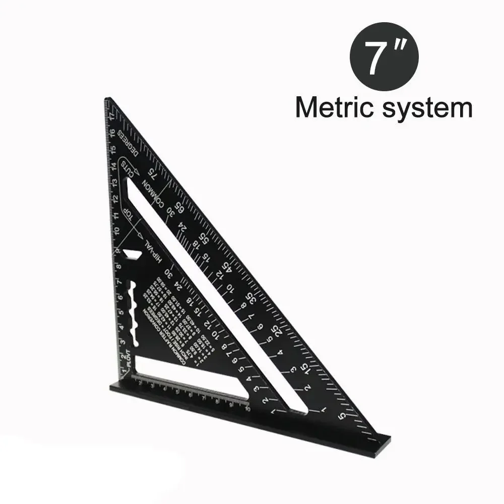 Nieuwe 7Inch Driehoek Liniaal Meetinstrument Aluminium Timmerman Gereedschap Inch Metrische Hoek Heerser Snelheid Vierkant Houtbewerking Gereedschap