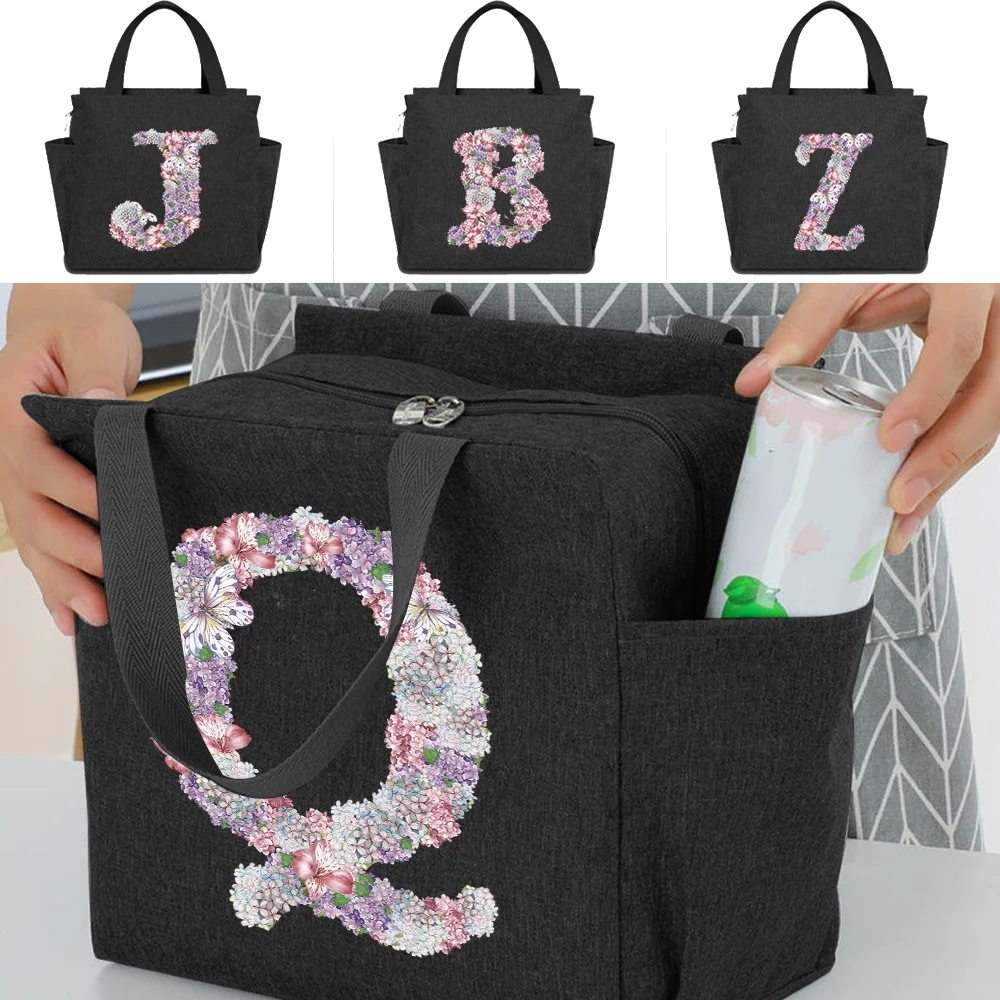 Insulated Lunch Bag Food Storage Bags for Women Teenage Original Design Rose Flower Series Printing Aluminum Foil Insulation