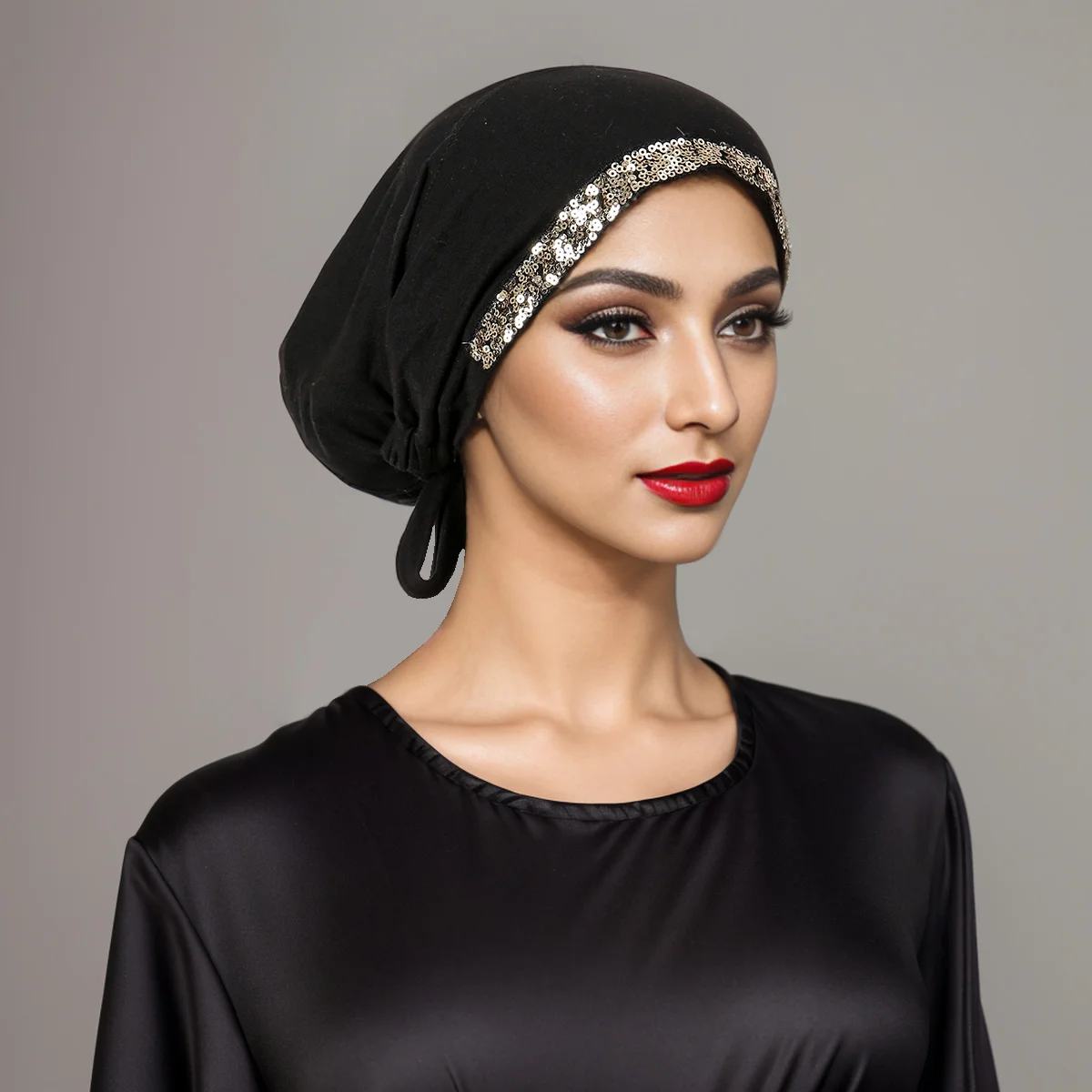 New Modal Rhinestone Band Muslim Turban Hat Inner Hijab Caps Islamic Underscarf Bonnet India Hats Female Headwrap Turbante Mujer