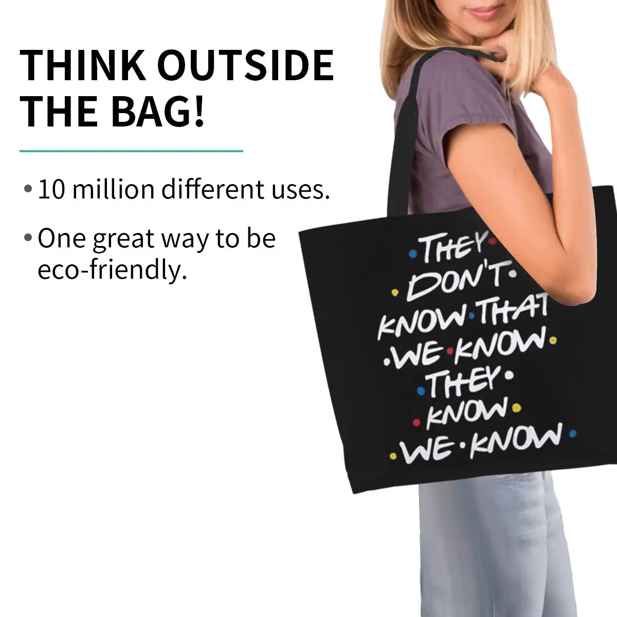 TV Show Friends Printed Shopping Tote Bag Canvas Large Capacity Shoulder Bags Shopper Grocery Handbag for Women