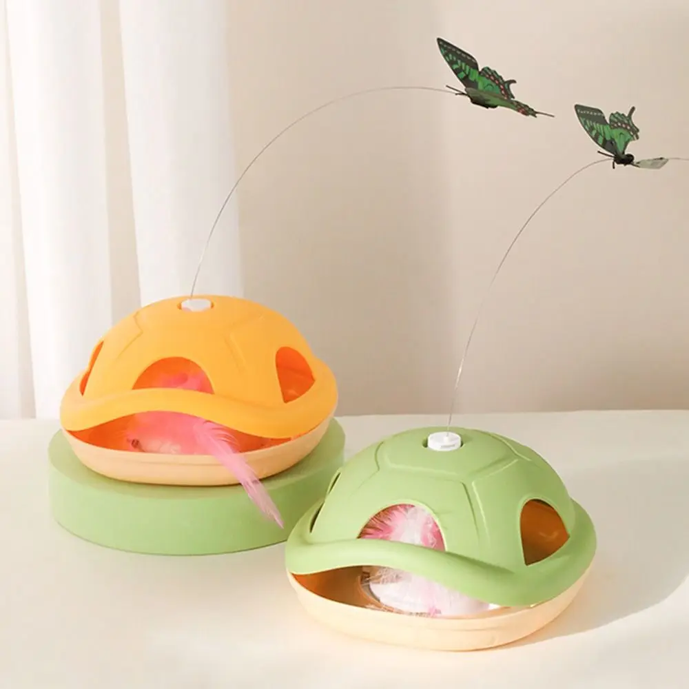 

Creative Electric Cat Rotating Toy Non-slip Self-Moving Butterfly Cat Teaser Toy 360 Rotation Built-in Feather