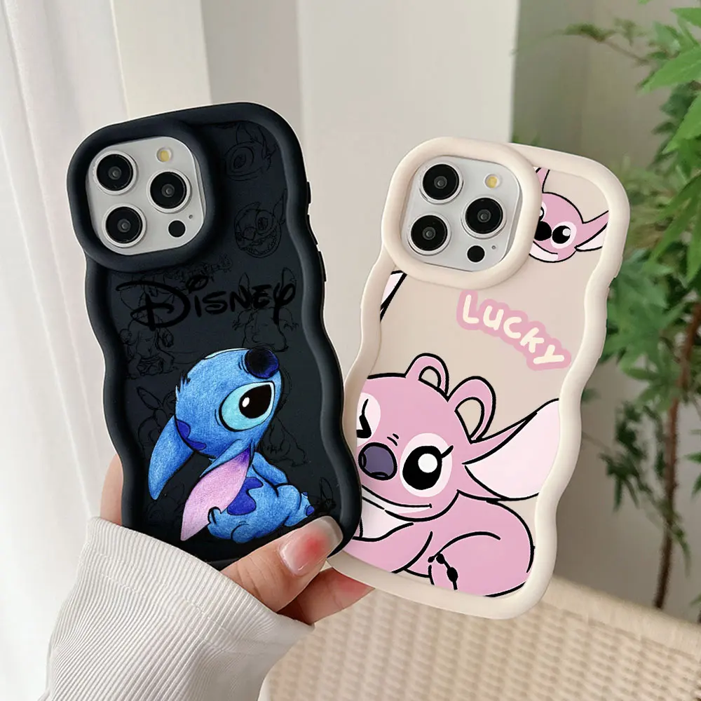 Cartoon Disney Cute Stitch Love Phone Case For OPPO Reno 2 4 5 6 7 7Z 8 8T 10 11 Z Pro 4G 5G Candy Color Soft TPU Back Cover