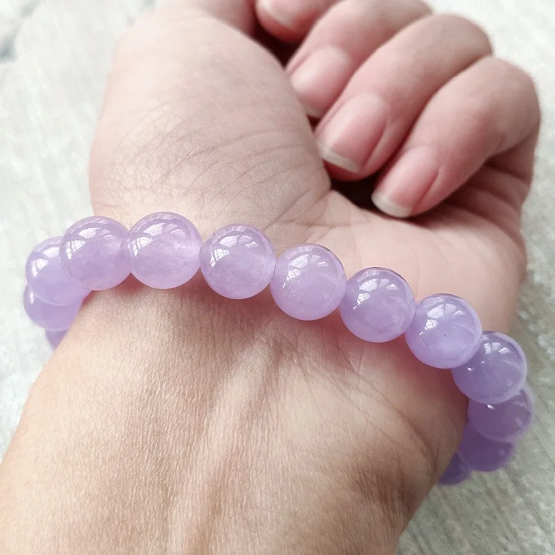 

Emerald Violet BraceletsWaxy Kinds Light Purple Bead Pot Cover Knob round Beads Jade Necklace Sweet Girl Bracelet